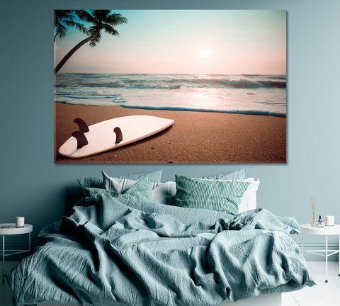 Surfboard Tropical Beach Wall Art Decor Canvas Printing-1Panel