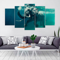 Swimming Elephant Underwater Wall Art Canvas Printing Decor