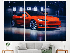 Tesla Model S Car Wall Art Canvas Printing Decor