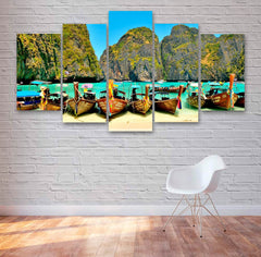 Thailand Tropical Beach And Boats Wall Art Canvas Printing Decor