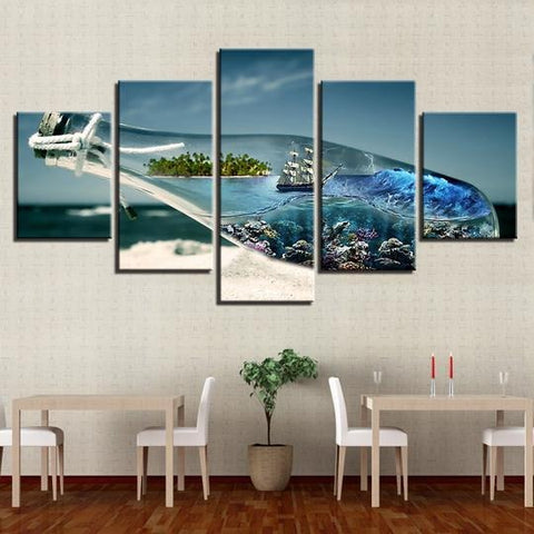 Tropical Island Reef In A Bottle Wall Art Canvas Printing Decor