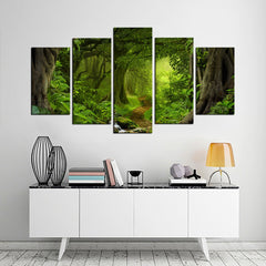 Tropical Jungle Green Forest Abstract Wall Art Canvas Printing Decor