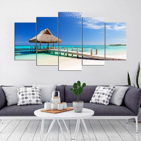 Tropical White Sandy Beach Seascape Wall Art Canvas Printing Decor