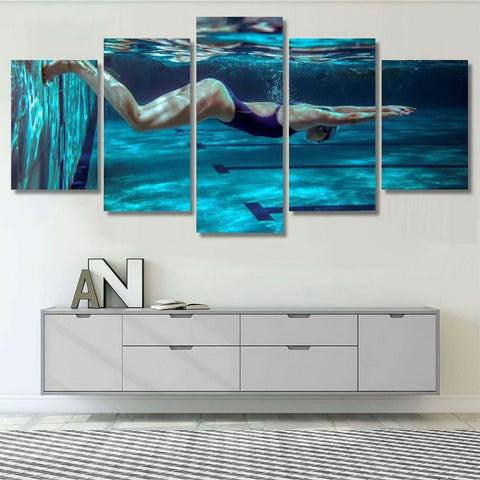 Underwater Woman Swimming Wall Art Canvas Printing Decor