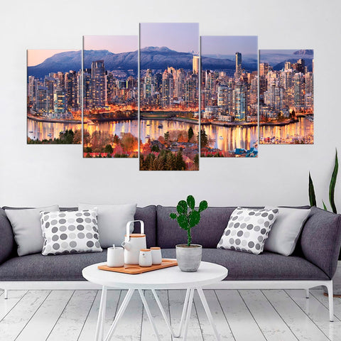 Vancouver Canada Skyline Cityscape Wall Art Canvas Printing Decor