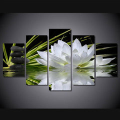 Water White Lily Stone Therapy Wall Art Canvas Printing Decor