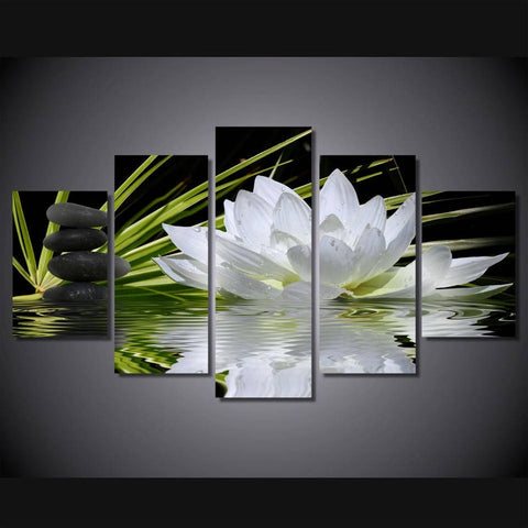 Water White Lily Stone Therapy Wall Art Canvas Printing Decor