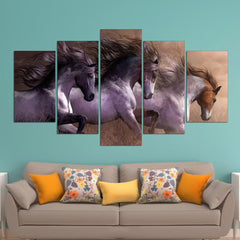 White Three Horses Running Wall Art Canvas Printing Decor