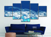 Image of White & Blue Abstract Wave Wall Art Canvas Printing Decor