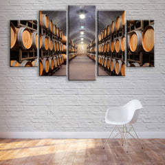 Wine Cellar Barrels Wall Art Canvas Printing Decor