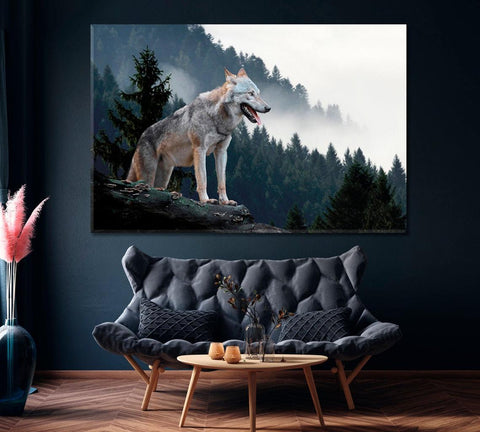 Wolf In The Green Forest Wall Art Decor Canvas Printing-1Panel