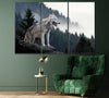 Image of Wolf In The Green Forest Wall Art Canvas Printing Decor-3Panels