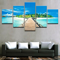 Wooden Bridge Tropical Beach Island Wall Art Canvas Printing Decor