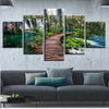 Image of Wooden Bridge Waterfall Nature Forest Wall Art Canvas Printing Decor