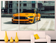 Yellow Ford Mustang Wall Art Canvas Printing Decor