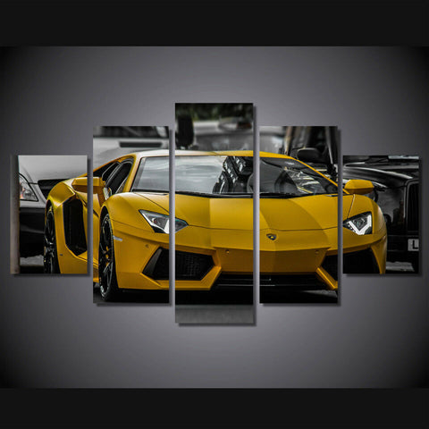Yellow Lamborghini Aventador Car Wall Art Canvas Printing Decor