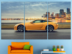 Yellow Lexus Sportscar Wall Art Canvas Printing Decor