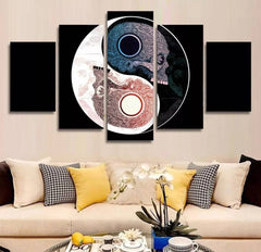 Yin and Yang Skull Black and White Wall Art Canvas Printing Decor