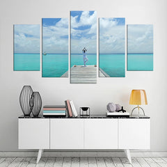 Yoga Vivid Blue Ocean Maldives Wall Art Canvas Printing Decor