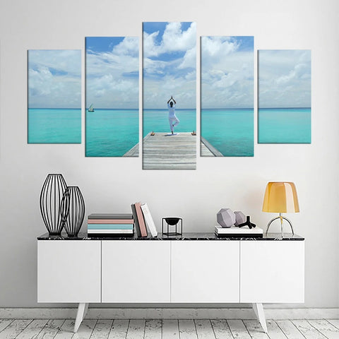 Yoga Vivid Blue Ocean Maldives Wall Art Canvas Printing Decor