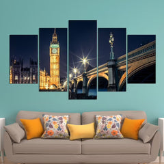 London Big Ben at Night Wall Art Canvas Printing Decor