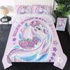 Image of Unicorn Bedding Set With Flowers Cute Colorful Duvet Cover Set 3PCS