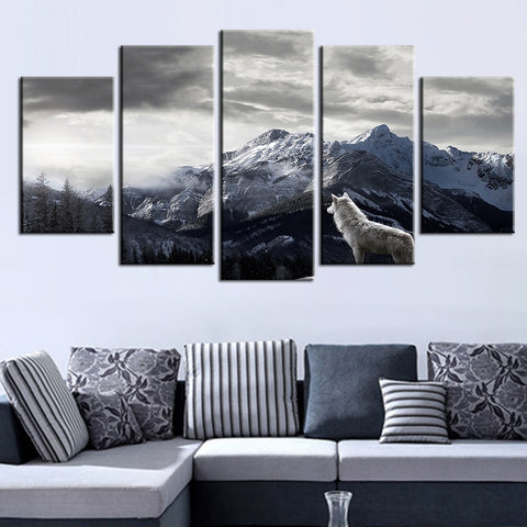 Wolf In Snow Mountain Wall Art Canvas Printing