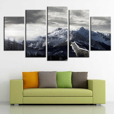 Wolf In Snow Mountain Wall Art Canvas Printing