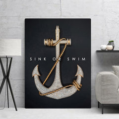 Sink Or Swim Letter With Anchor Wall Art Canvas Print
