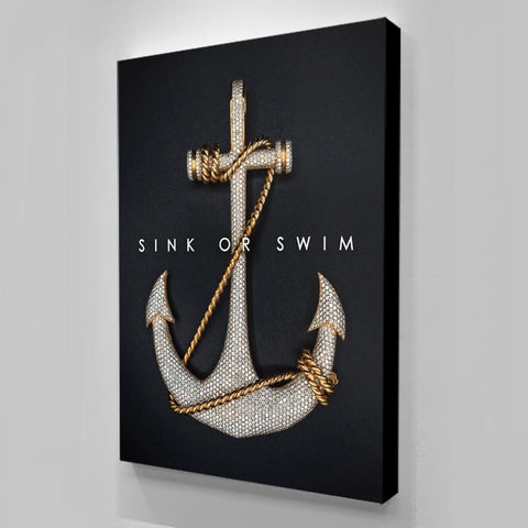 Sink Or Swim Letter With Anchor Wall Art Canvas Print