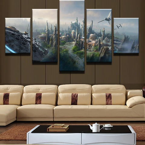 Star Wars Scenery Millennium Falcon Wall Art Decor Canvas Print Poster Movie - BlueArtDecor