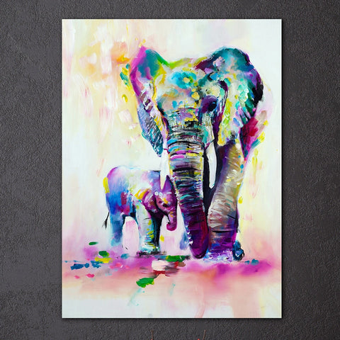 Elephant Baby Love Wall Art Decor Canvas Printing - BlueArtDecor