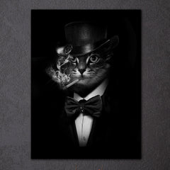 Gentleman Cat Smoking Wall Art Decor Canvas Printing