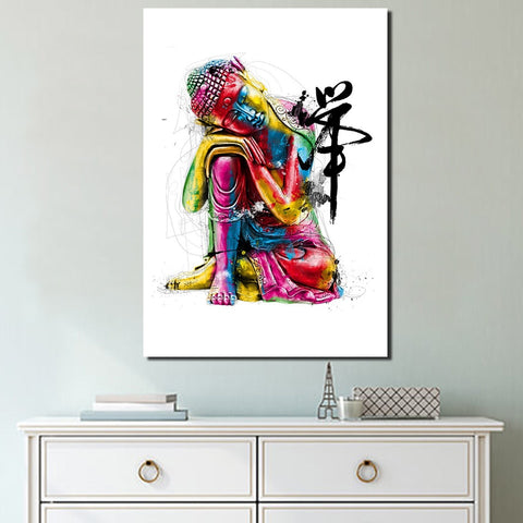 Zen Colorful Buddha Meditation Wall Art Decor Canvas Printing - BlueArtDecor