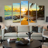 Image of Ocean Sunset Beach Seascape Wall Art Decor Canvas Printing - BlueArtDecor