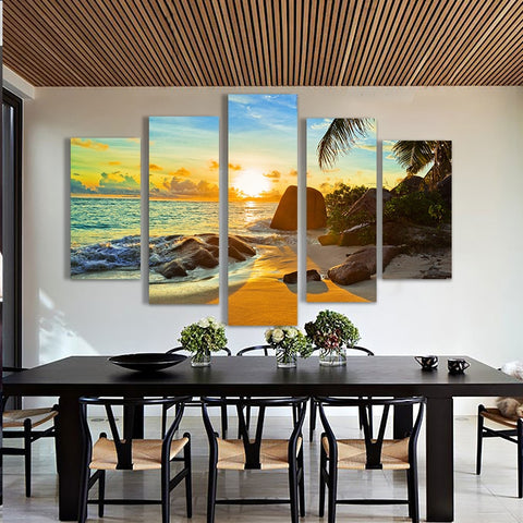 Ocean Sunset Beach Seascape Wall Art Decor Canvas Printing - BlueArtDecor