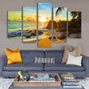 Image of Ocean Sunset Beach Seascape Wall Art Decor Canvas Printing - BlueArtDecor