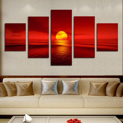 Sunset Red Sun Seascape Wall Art Decor Canvas Printing