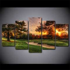 Golf Course Trees Sunset Wall Art Decor Canvas Printing - BlueArtDecor