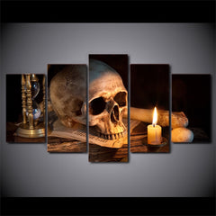 Scary Skull Burning Candle Wall Art Canvas Painting - BlueArtDecor