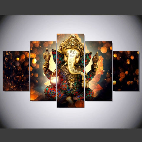 Elephant Trunk God Ganesha Oil Canvas Printing Wall art Decor - BlueArtDecor