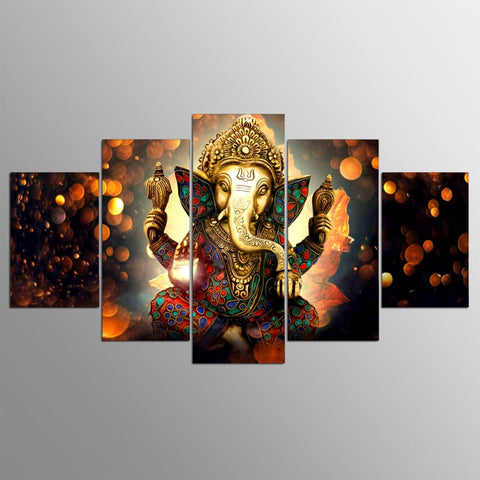 Elephant Trunk God Ganesha Oil Canvas Printing Wall art Decor - BlueArtDecor