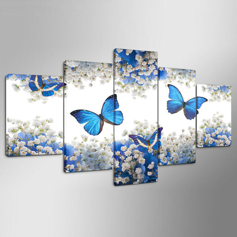 Blue Butterfly Wall Art Decor Canvas Printing - BlueArtDecor