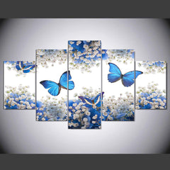 Blue Butterfly Wall Art Decor Canvas Printing - BlueArtDecor