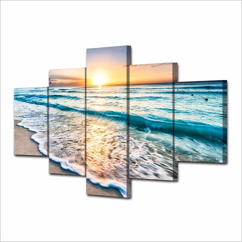 Seascape Sunset Beach White Sand Wall Art Canvas Printing - BlueArtDecor