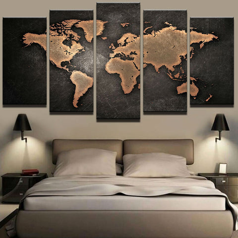 Retro World Map Wall Art Decor Printing - BlueArtDecor