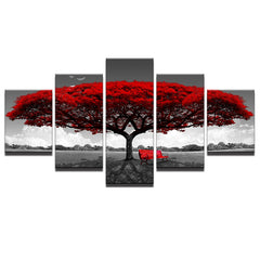 Red Tree Scenery Landscape Wall Art Decor Canvas Printing