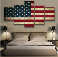 Vintage American Flag Wall Art Decor Canvas Printing - BlueArtDecor