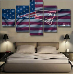 New England Patriots American Flag Wall Art Decor Canvas Printing - BlueArtDecor