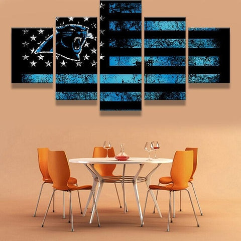 Carolina Panthers American Flag Wall Art Decor Canvas Printing - BlueArtDecor